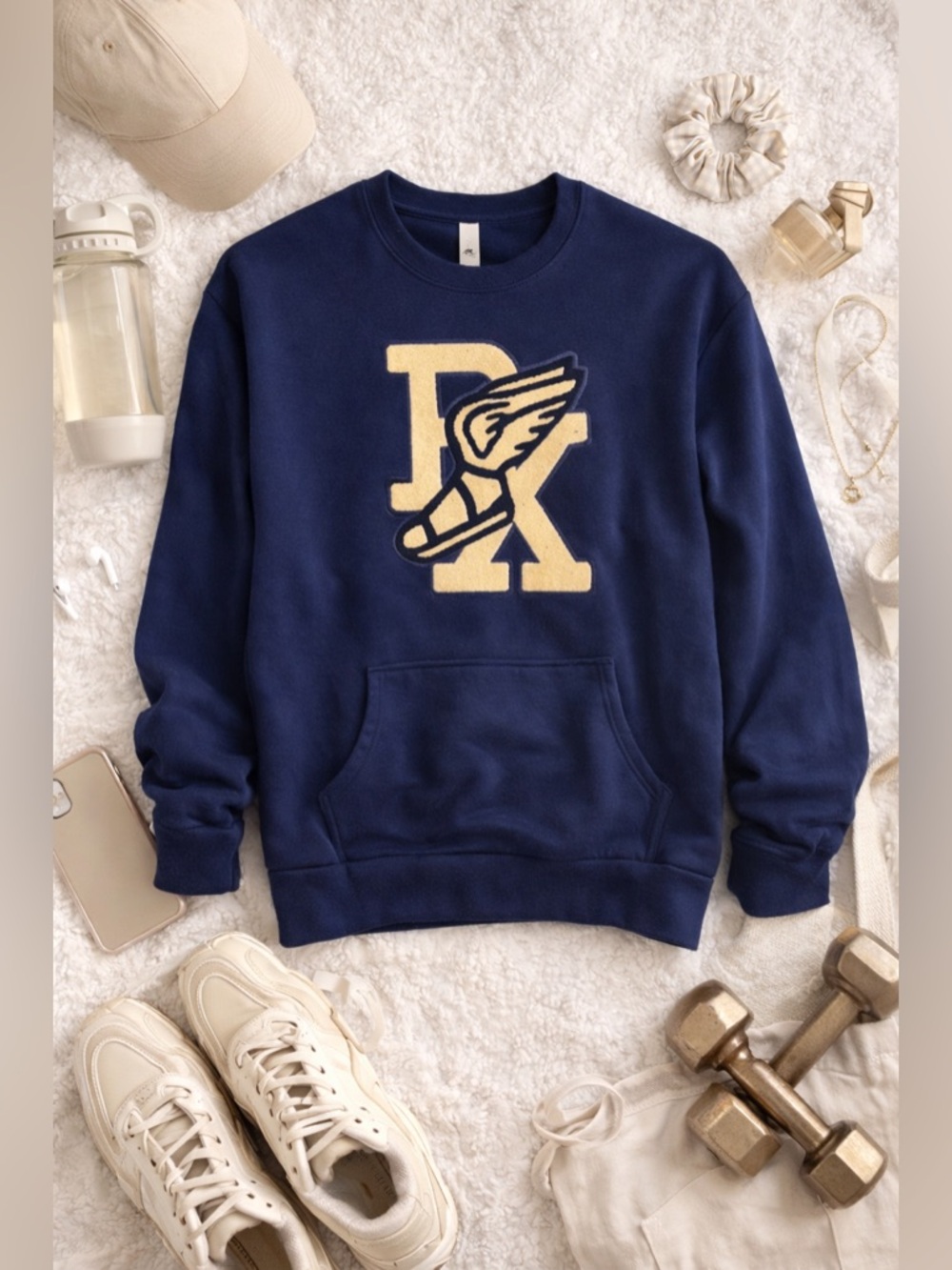 Next Level Apparel Navy Crewneck Sweatshirt Graphic Logo Pullover Sz S